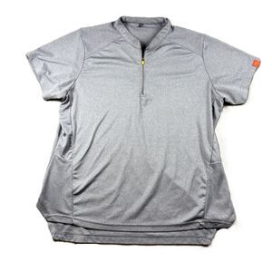 McDonald's Women Work Shirt Polo Quarter Zip Collarless Uniform Blue XL L300